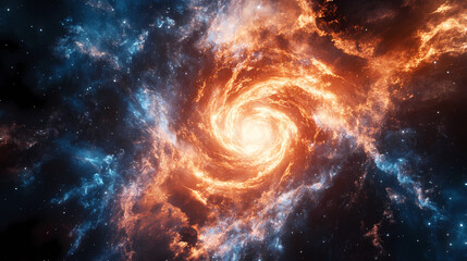 Obraz premium A quantum event warps a nebula, bending light into infinite spirals of radiant energy. Infinite - Universe. Illustration