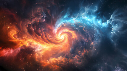 A quantum event warps a nebula, bending light into infinite spirals of radiant energy. Infinite - Universe. Illustration