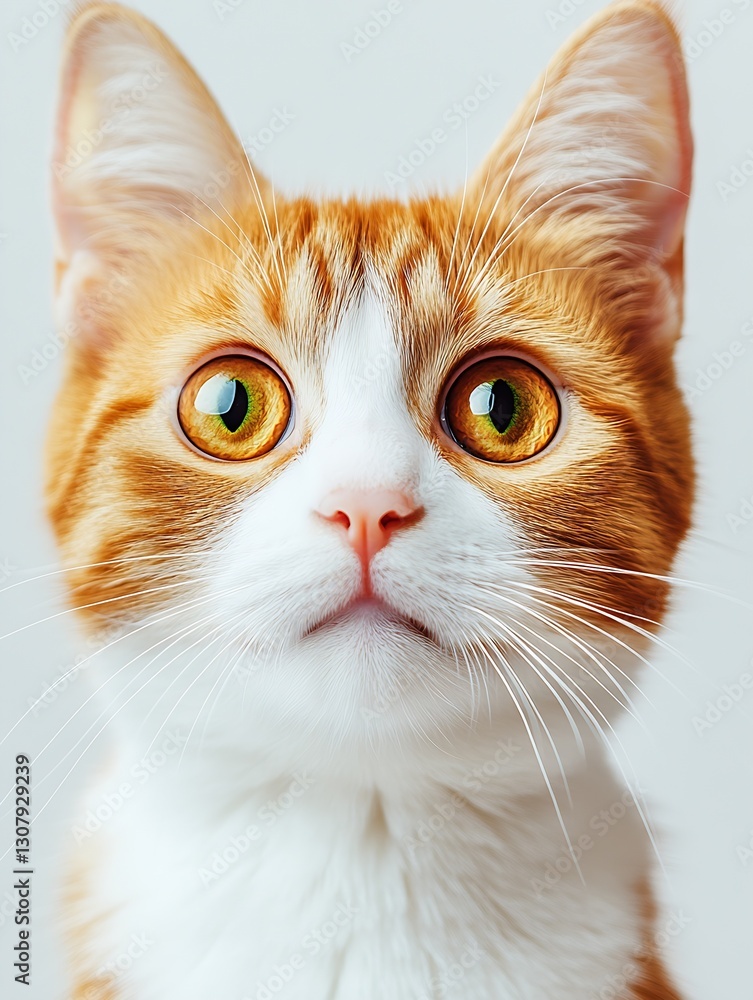 Poster charming close-up of a beautiful orange cat with striking eyes and engaging expression : generative 