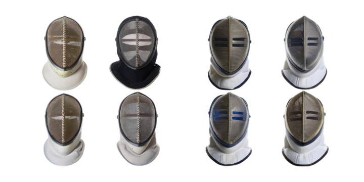 Diverse Fencing Masks in Various Colors and Designs for Sports, isolated on transparent background - Powered by Adobe