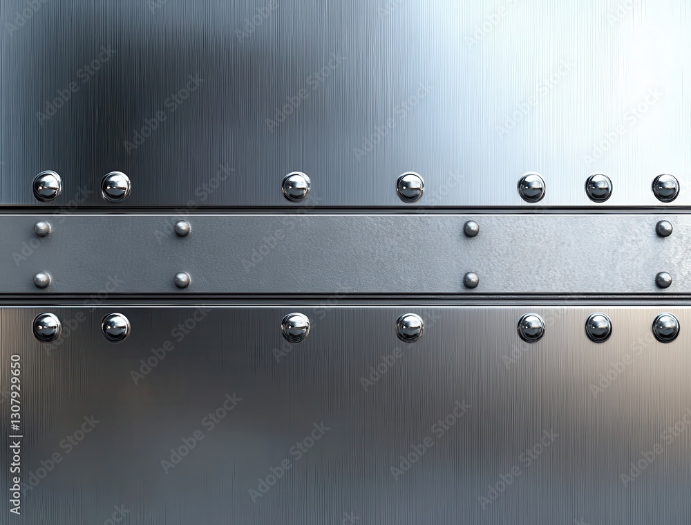 Poster metallic texture with steel strip and reflective rivets for industrial and modern design application