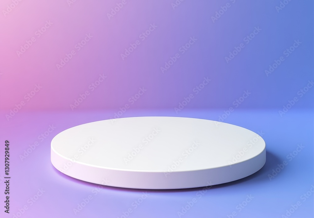 Poster minimalist round platform on soft gradient background for product display in contemporary design wit