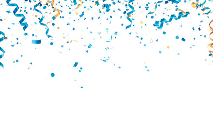 Luxury falling shiny blue confetti isolated on transparent background. Vector illustration