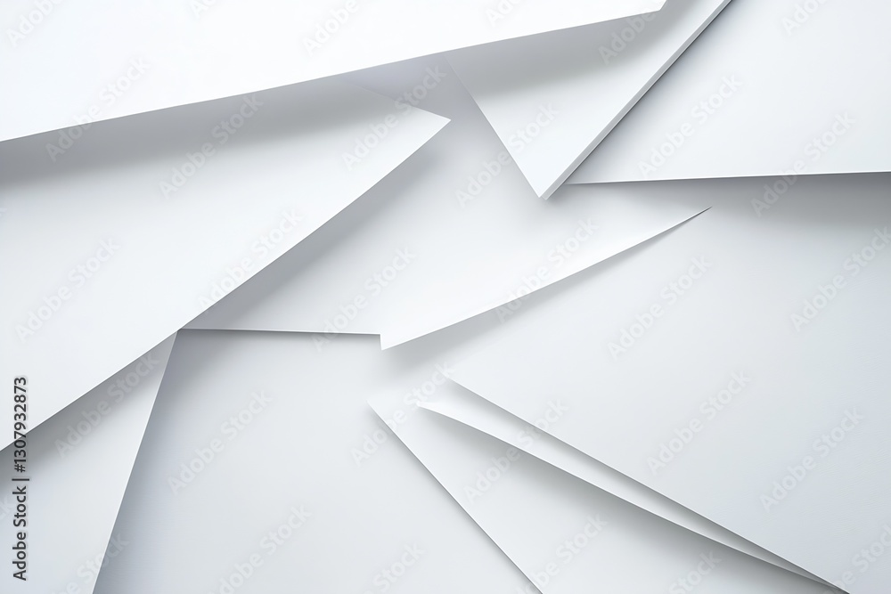 Aufkleber Minimalist depiction of overlapping white paper sheets forming an elegant abstract composition for backgrounds : Generative AI