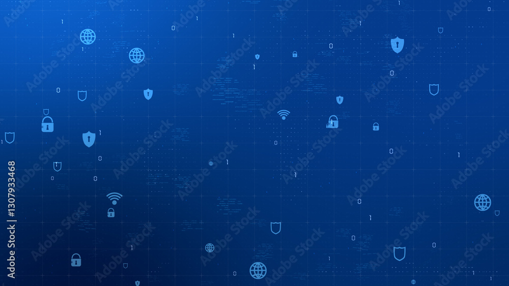 Poster cyber security. digital padlock icon, cyber security technology network data protection technology v