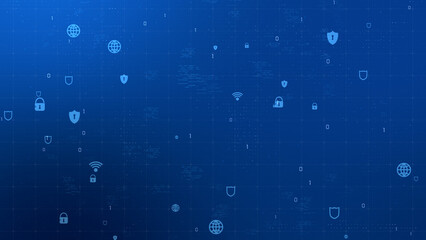 Cyber security. Digital padlock icon, Cyber security technology network data protection technology virtual dashboard