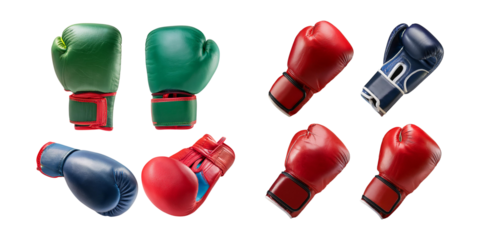 Colorful Boxing Gloves for Training, Sparring, and Fitness Activities, isolated on transparent background