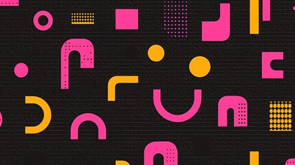 Abstract Geometric Shapes on Dark Textile