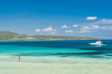 boat on the beach of Budoni coast, Sardinia