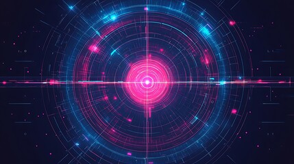 A stunning digital artwork featuring a circular abstract design with glowing particles set against a dark vibrant backdrop : Generative AI