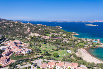 Obraz premium aerial view to Emerald coast, Sardinia