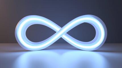 White neon infinite mirror effect on a background. Infinite - Universe. Illustration