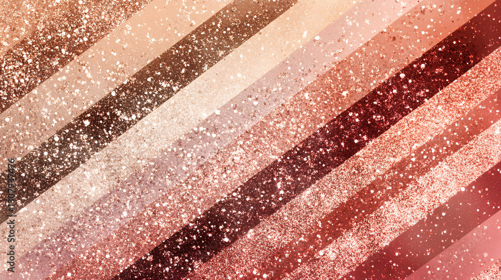 Poster a stylish diagonal glitter stripe pattern in shades of rose gold and beige with shimmering sparkles 