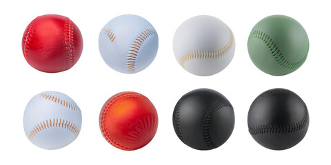Variety of Colorful Sports Balls on White Background Display