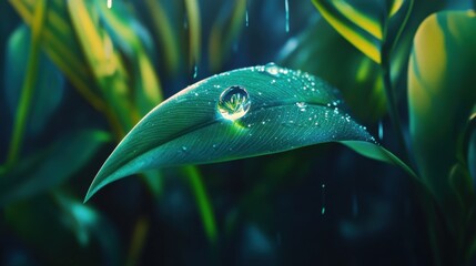 Kropla wody na liściu