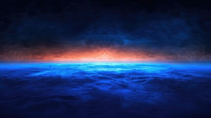 Fototapeta premium Surreal horizon with glowing water and dramatic sky vista