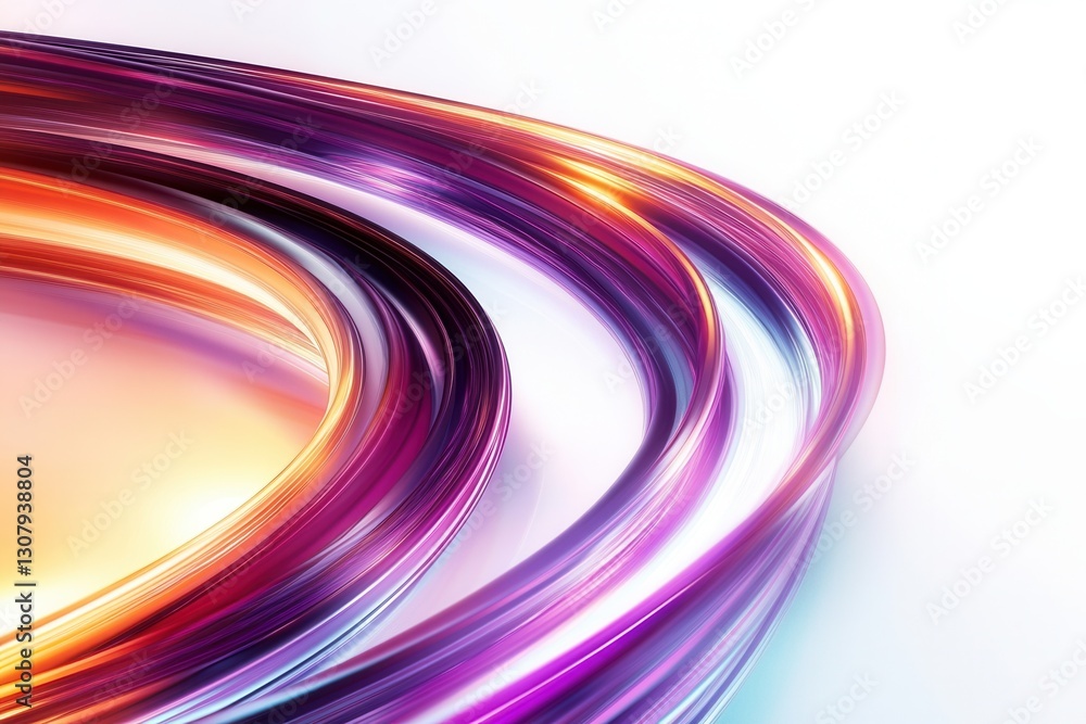 Aufkleber Glowing neon lines create an elegant futuristic composition on a white background with smooth light trails Generative AI