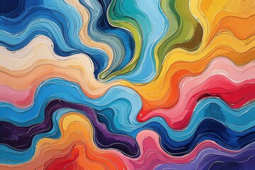 Vibrant Hand-Drawn Abstract Art Background in Colorful Oil Painting Style