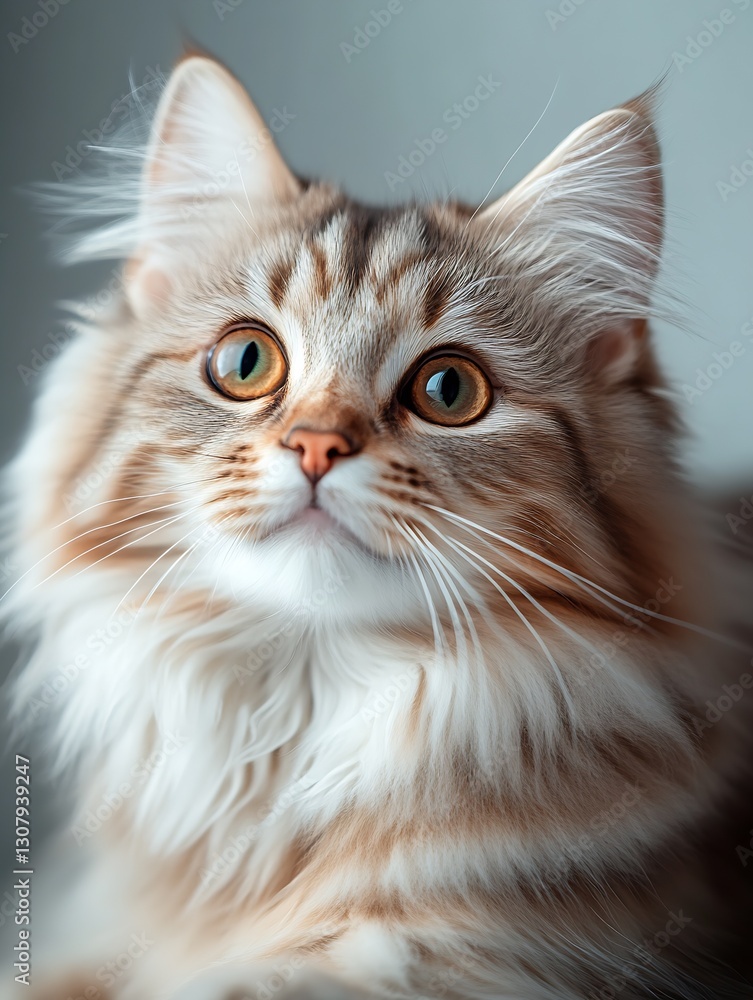 Poster stunning maine coon cat with fluffy fur and unique eyes captured in a thoughtful pose : generative a