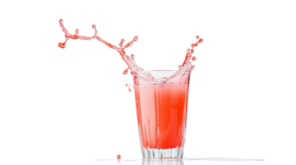 A vibrant splash of pink liquid arises from a glass, capturing the essence of refreshment and energy.
