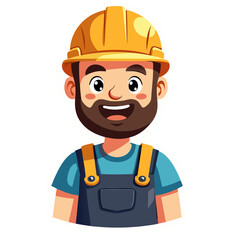 funny cartoon builder with helmet