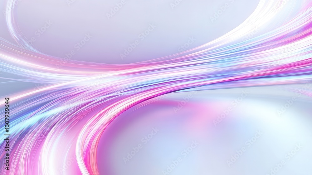 Aufkleber Innovative abstract glowing neon lines create a futuristic digital landscape on a smooth white background Generative AI