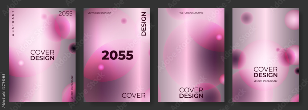 Poster abstract minimalist pink cover design set. modern poster background collection vector template with 