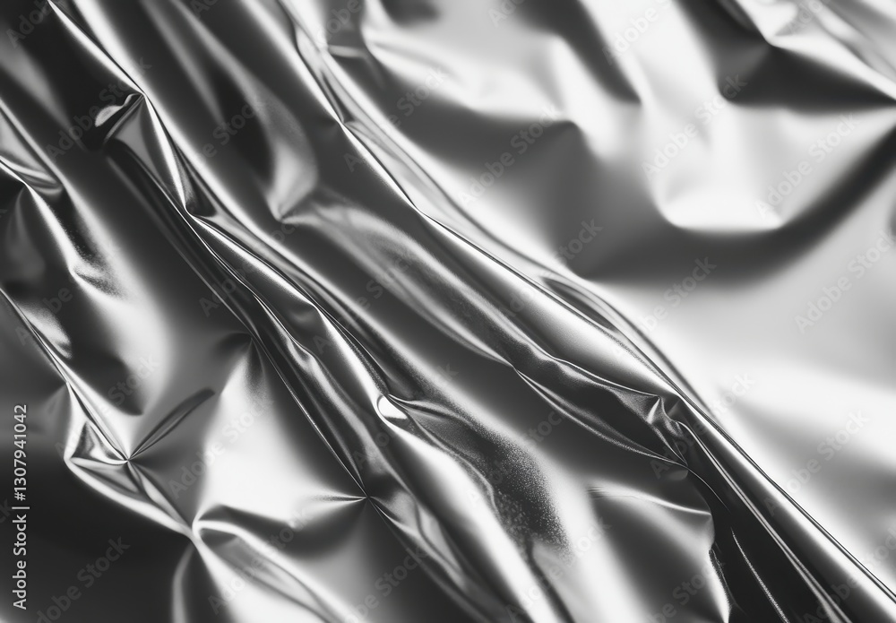 Poster shiny metal foil texture with wrinkles and reflections for modern design projects and backgrounds in