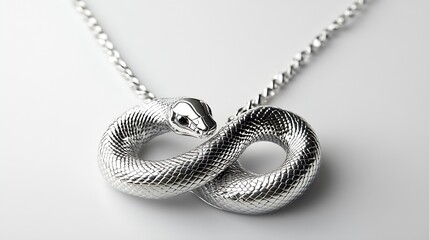 Elegant silver snake necklace designed with intricate detailing for bold fashion statement : Generative AI