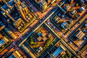 Abstract Industrial Crosshatch Aerial Photography: Deep Lines & Geometric Design