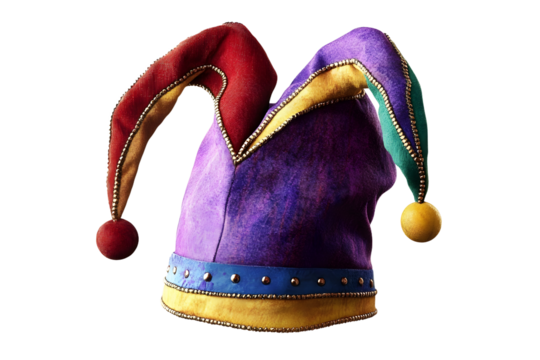 Jester's hat , april fool's hat isolated in transparent background