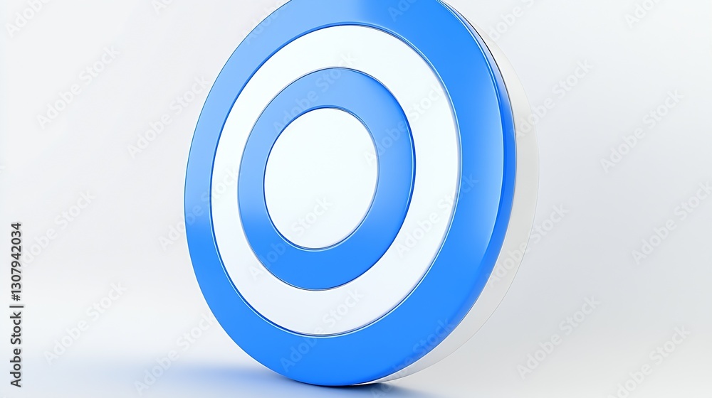Poster 3D representation of a target symbol featuring a blue and white circular pattern : Generative AI