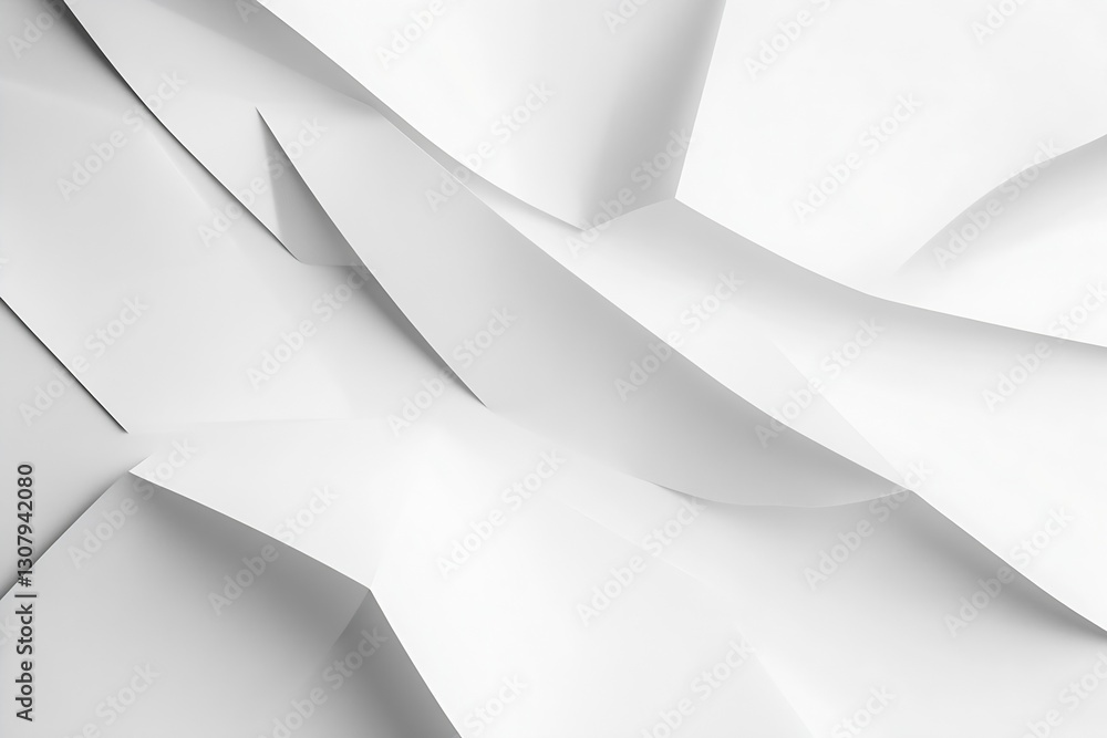 Aufkleber Artistic close-up of flowing white paper waves creating an intriguing abstract pattern for creative backgrounds : Generative AI
