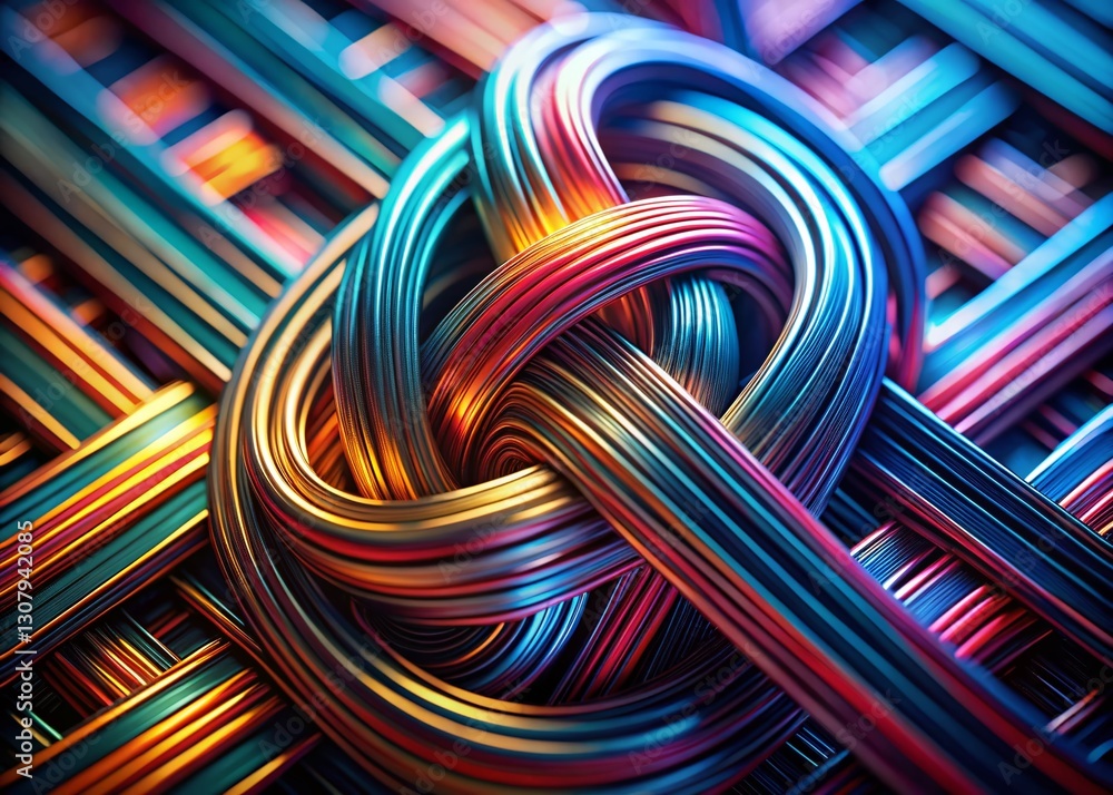 Poster abstract interlocking lines music visual - high depth of field stock photo