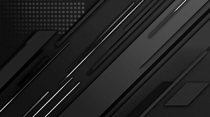 Obraz premium Abstract black geometric background with dynamic lines and dots for modern design projects