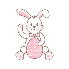Cartoon Easter Bunny with Decorative Egg