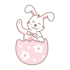 Cute Bunny in Easter Egg Illustration