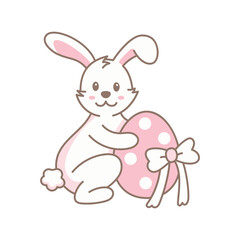 Illustration of Easter Bunny with Pink Egg