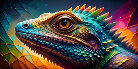 Obraz premium Abstract Lizard Design: Creative Branding Stock Photo - Vibrant Scales & Geometric Patterns