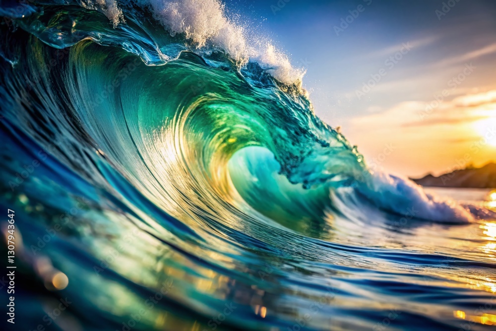 Poster abstract macro dynamic wave pattern on white background - stock photo