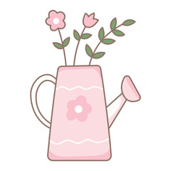 Illustration of Pink Watering Can with Flowers