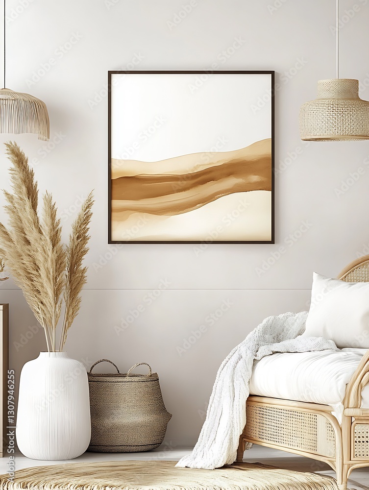 Poster beautiful modern wall art featuring harmonious tones of brown and cream creating a serene atmosphere