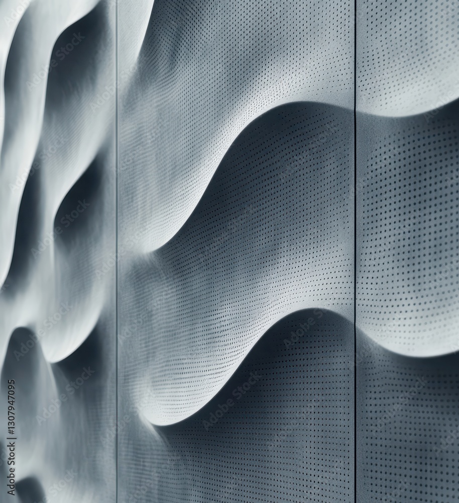 Poster textured wall design with waves and curves in elegant grey coloration for modern architecture and in