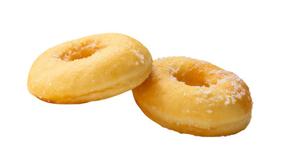 Side view of brown sugar glazed cinnamon donuts in stack isolated with clipping path in png file format