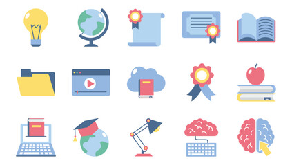 Set of learning vector icons with white background