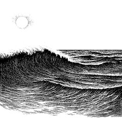 Nature's embrace captured in intricate waves and radiant sun, perfect for a tattoo design