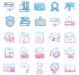 Set of learning vector icons with white background