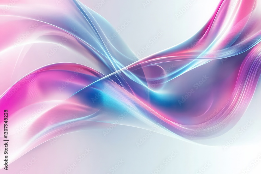 Leinwandbilder glowing neon lines create a futuristic digital art composition with smooth light trails on a white b