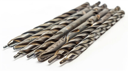 Drill Bit Set on an isolated white background, object focused, png, stock image, hd quality