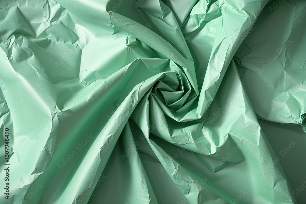 Poster mint green crumpled paper texture with folds and soft shadows ideal for fresh backgrounds and design